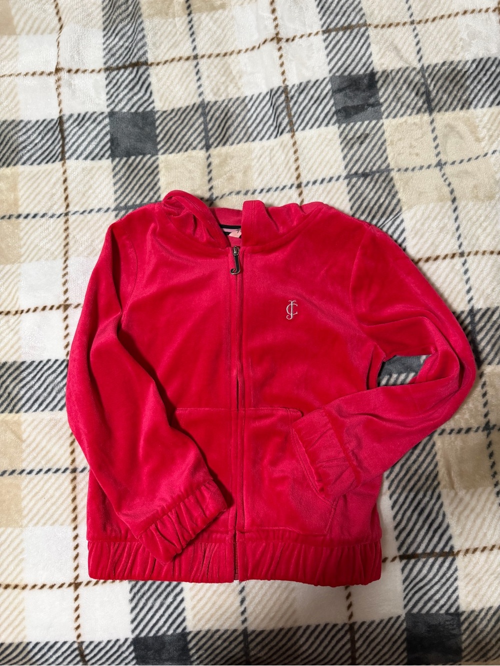 Juicy Couture Girls' Hot Pink Velour Zip Hoodie